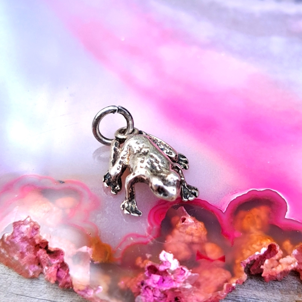 Vintage sterling frog charm